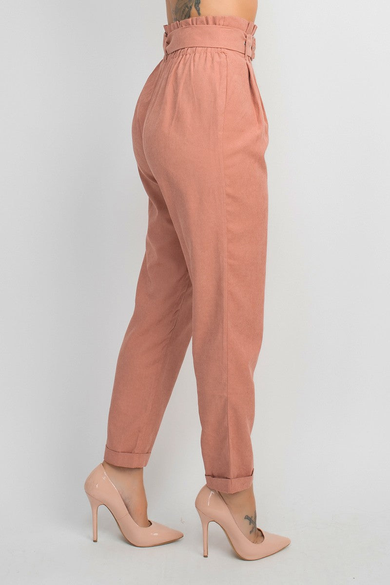 Belted Pintuck High-Rise Pants