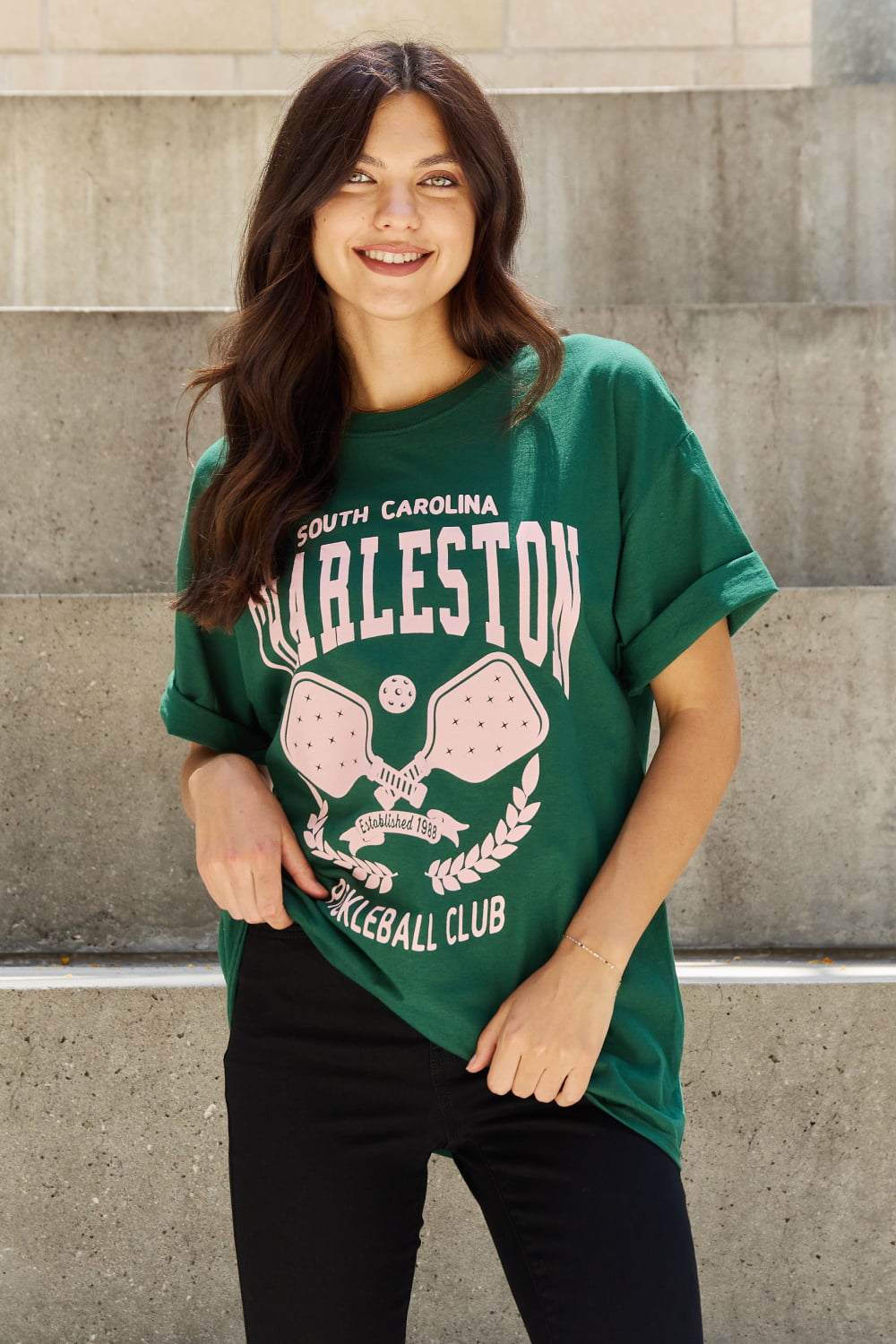 Sweet Claire "Charleston Pickleball Club"  Oversized Graphic T-Shirt