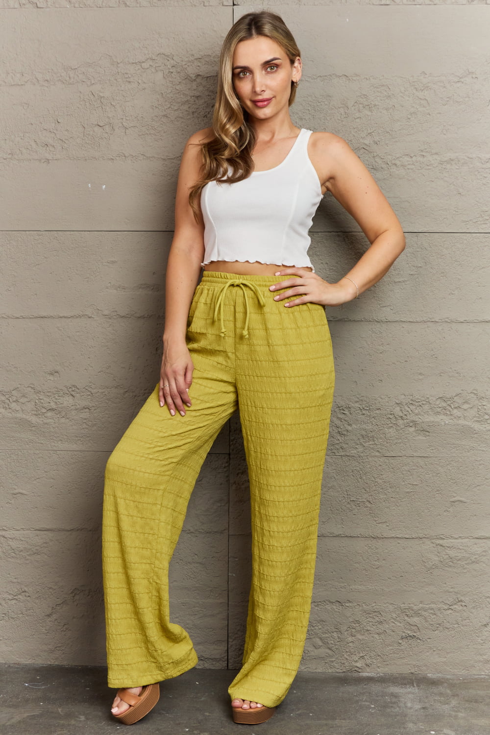 GeeGee Dainty Delights Textured High Waisted Pants