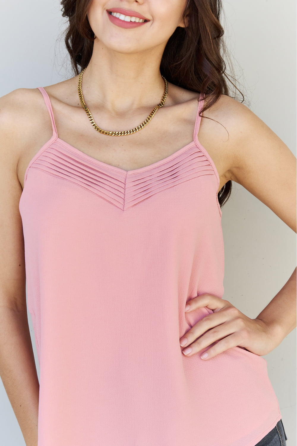 HEYSON For You & Me Full Size V-Neck Pin Tucked Cami
